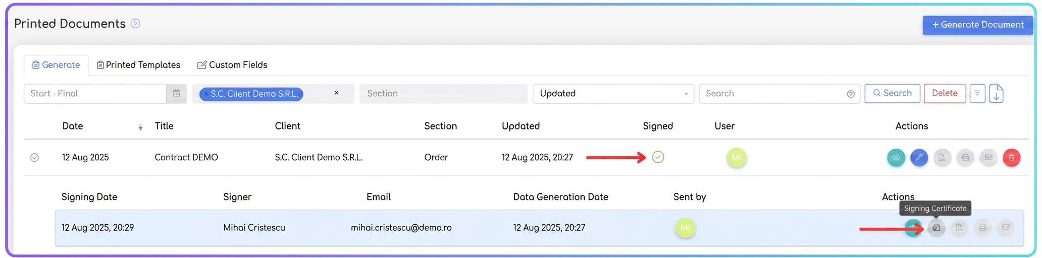 Checking signing status