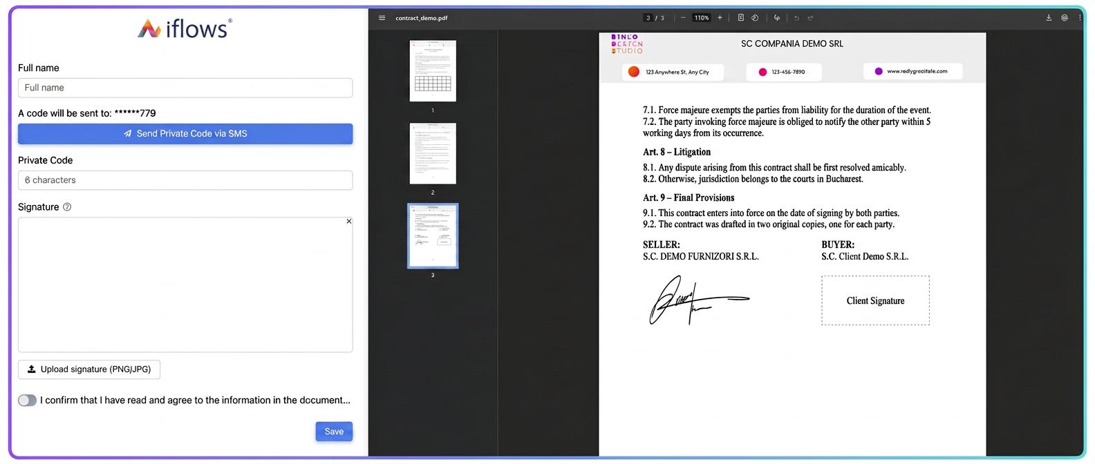 Signing page