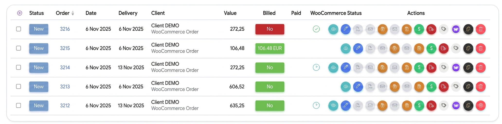 WooCommerce status