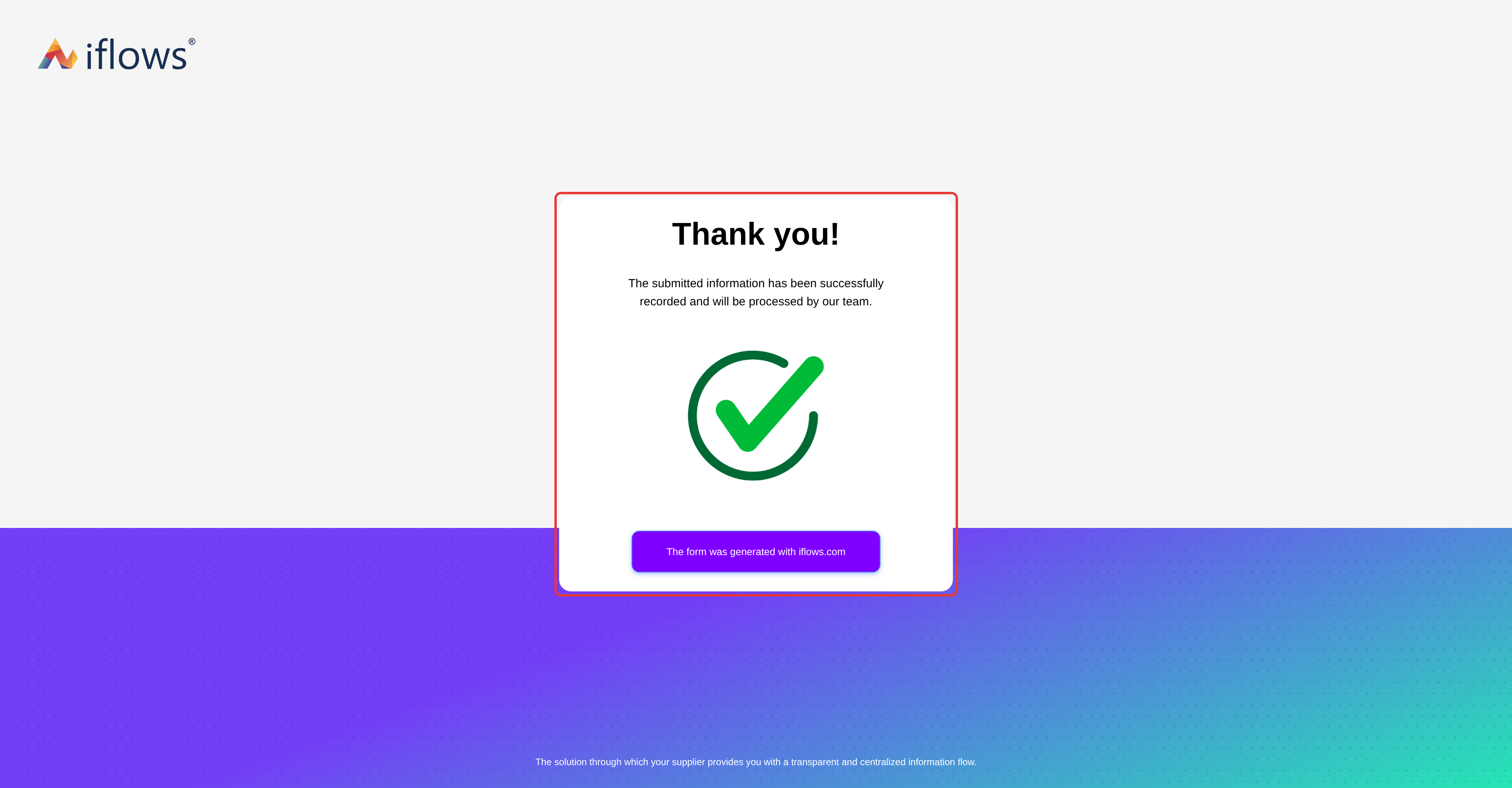 The confirmation page, displayed in the form language after submission.