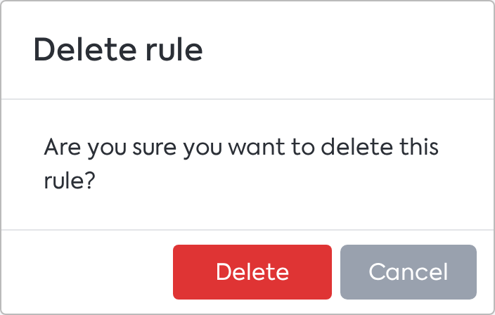 Confirming the deletion of a rule