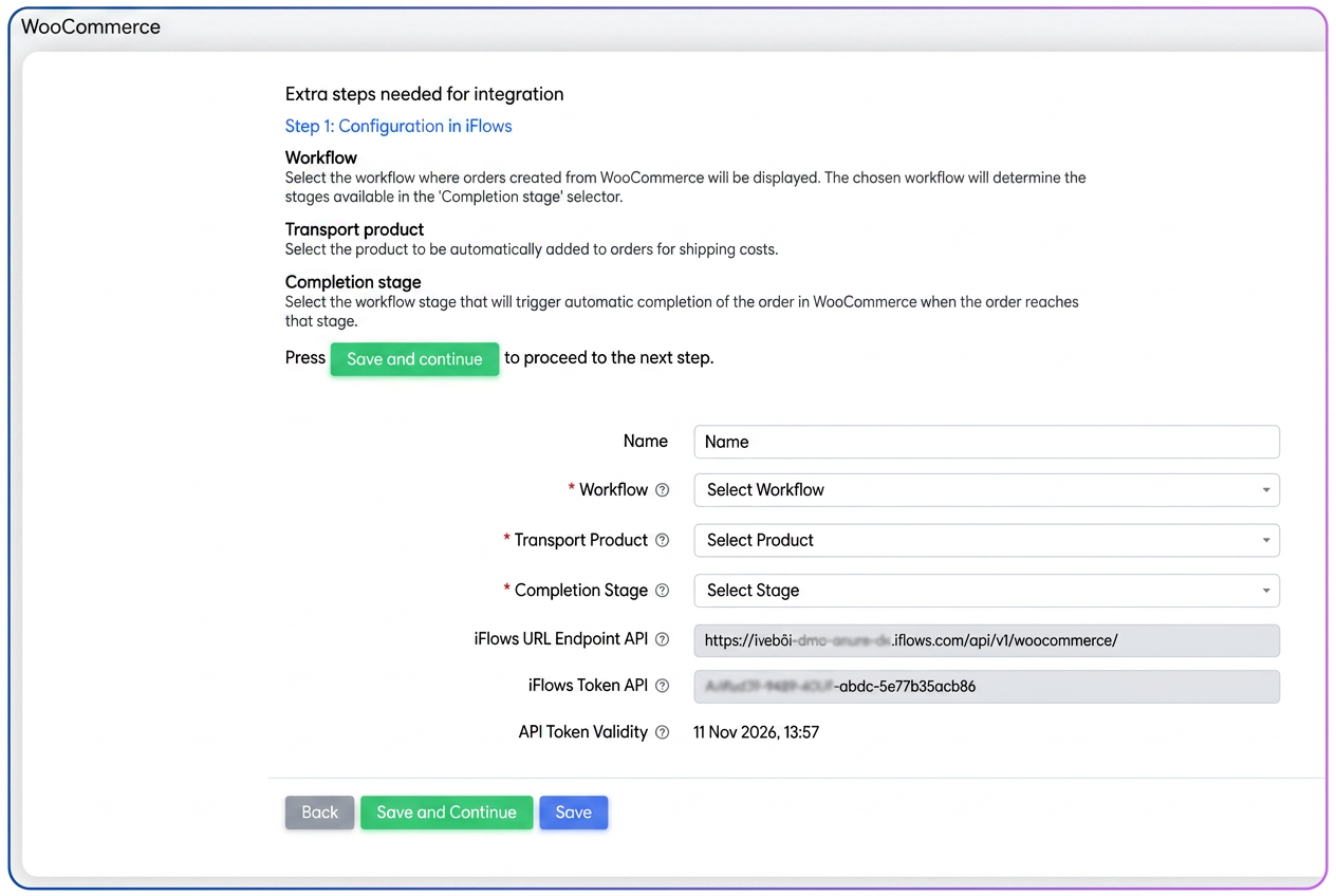 Integration configuration