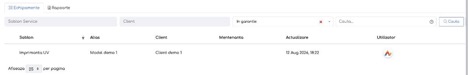 Title: Lista de echipamente filtrată după Status garanție. - Description: Lista de echipamente filtrată după Status garanție.