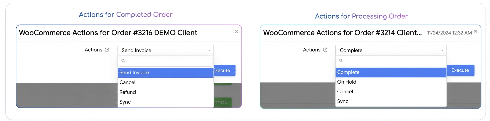 Order actions