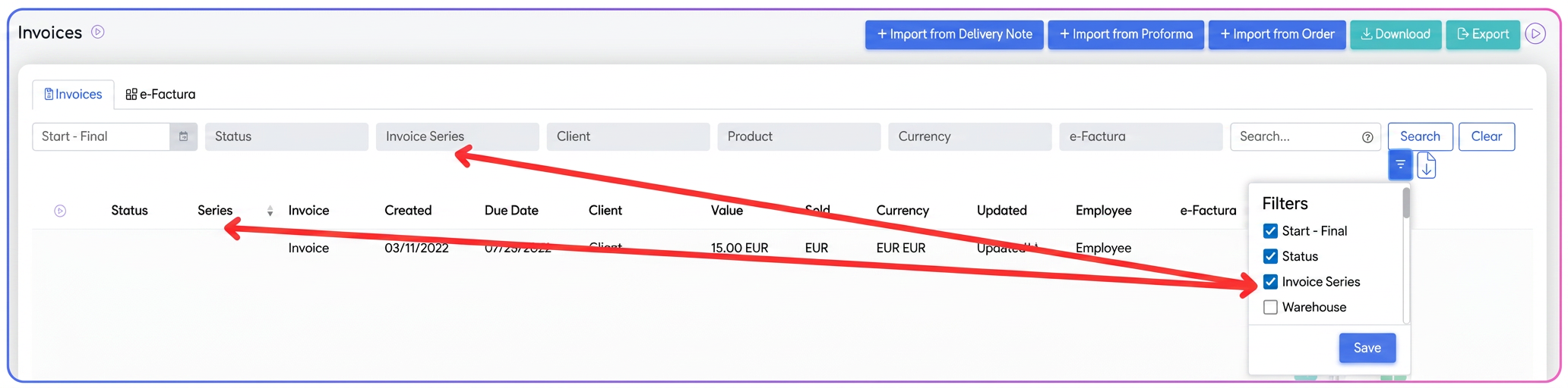 Series filtering
