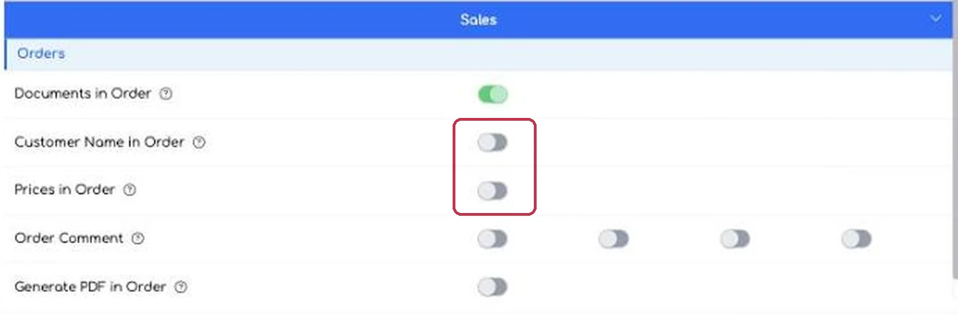 The two switches turned off. The change takes effect once you
press Save