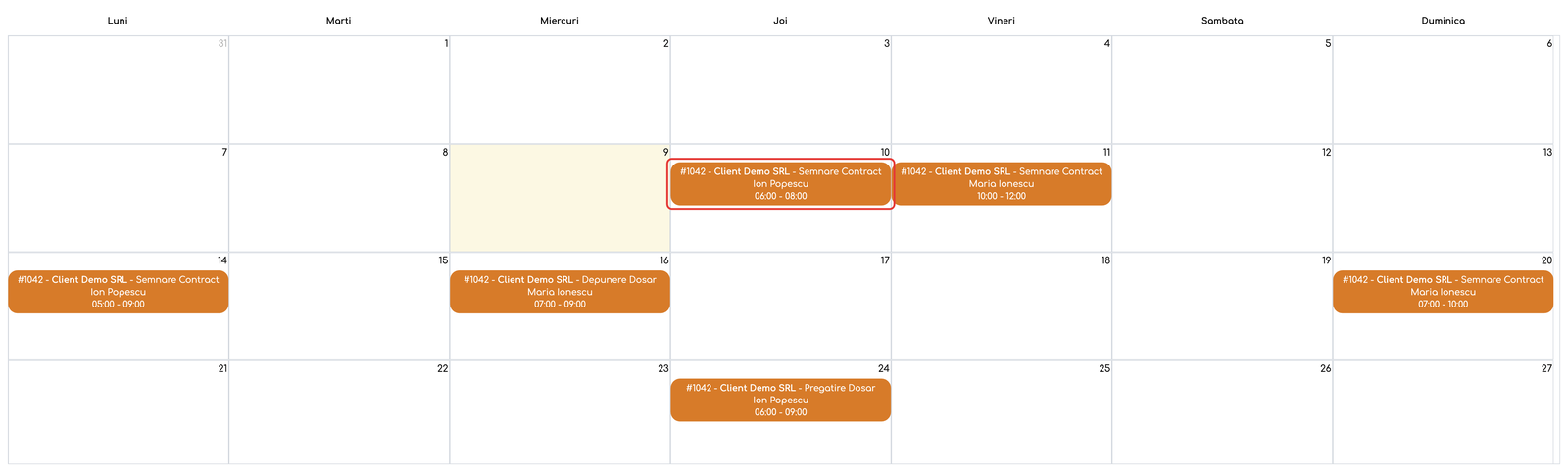 Evenimentul din calendar cu etapa inclusă în titlu