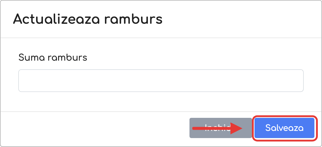 Fereastra Actualizează ramburs