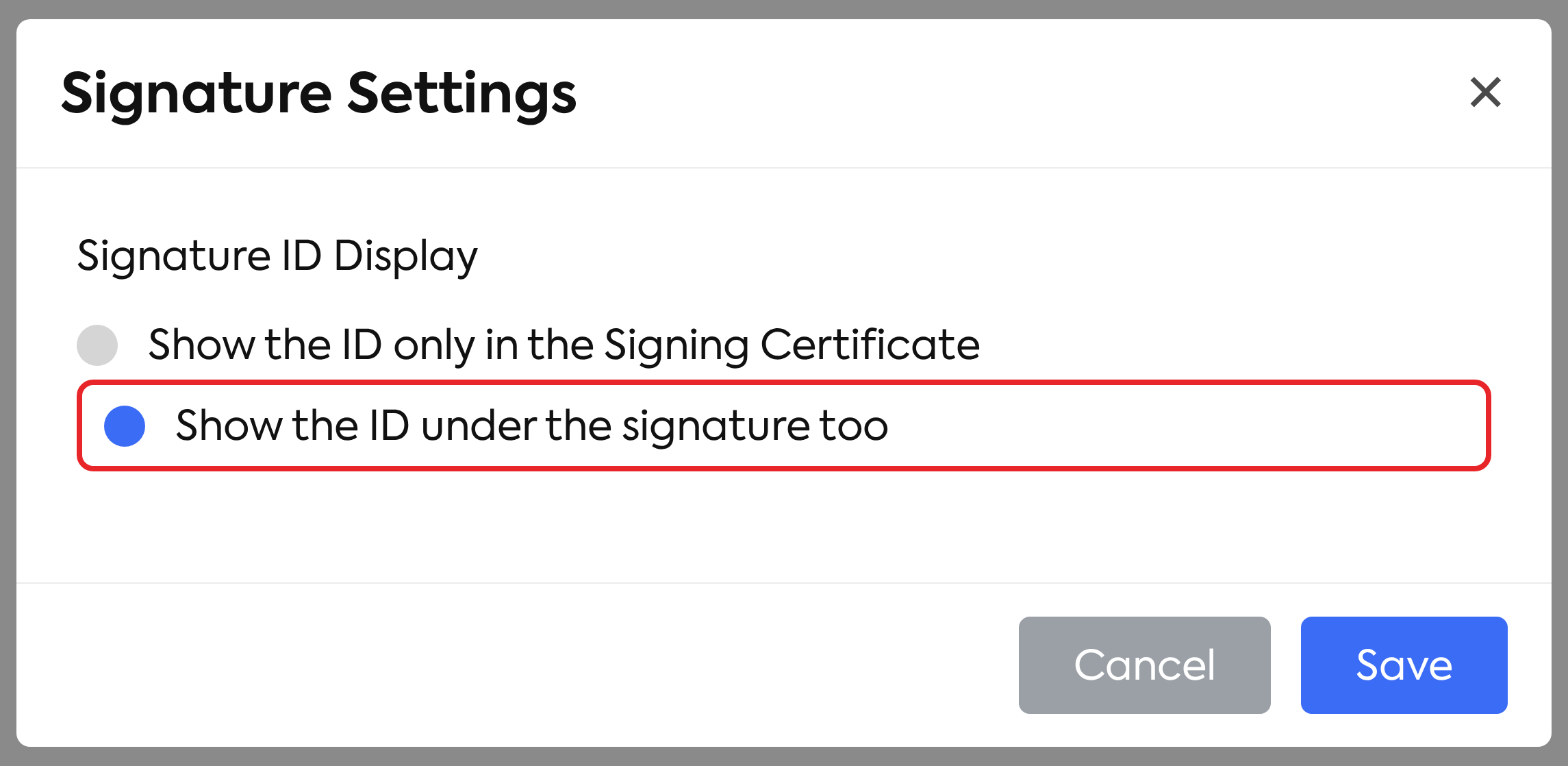 The Signature Settings window